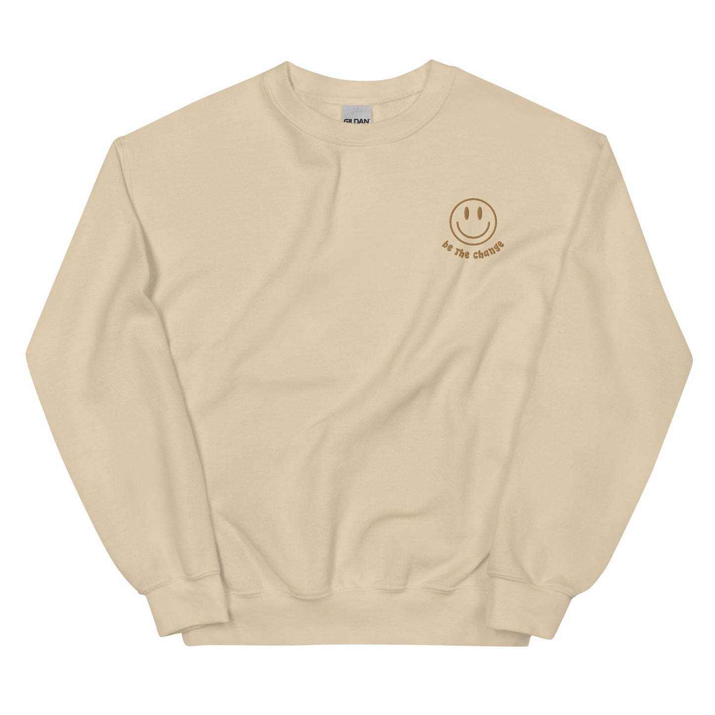 Be The Change Embroidered Sweatshirt in Gold - Happy Dance Clothing Co.