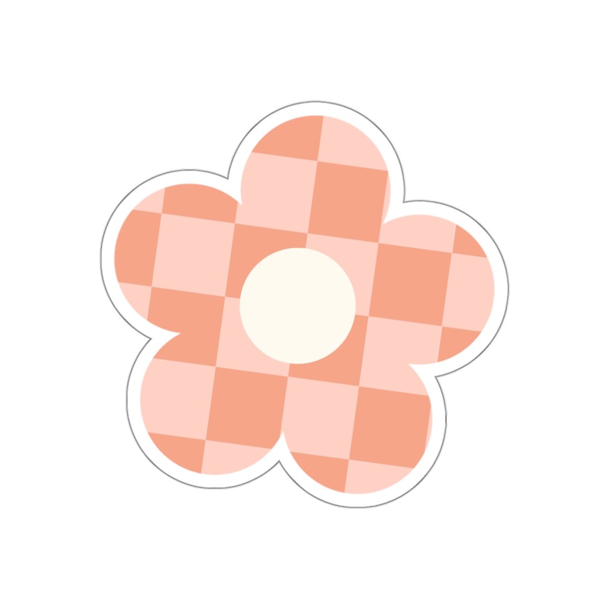 Checkered Flower Sticker in Apricot - Happy Dance Clothing Co.