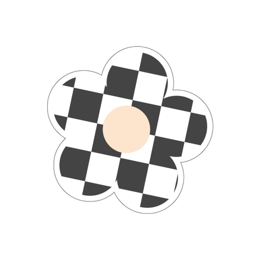 Checkered Flower Sticker in Black - Happy Dance Clothing Co.