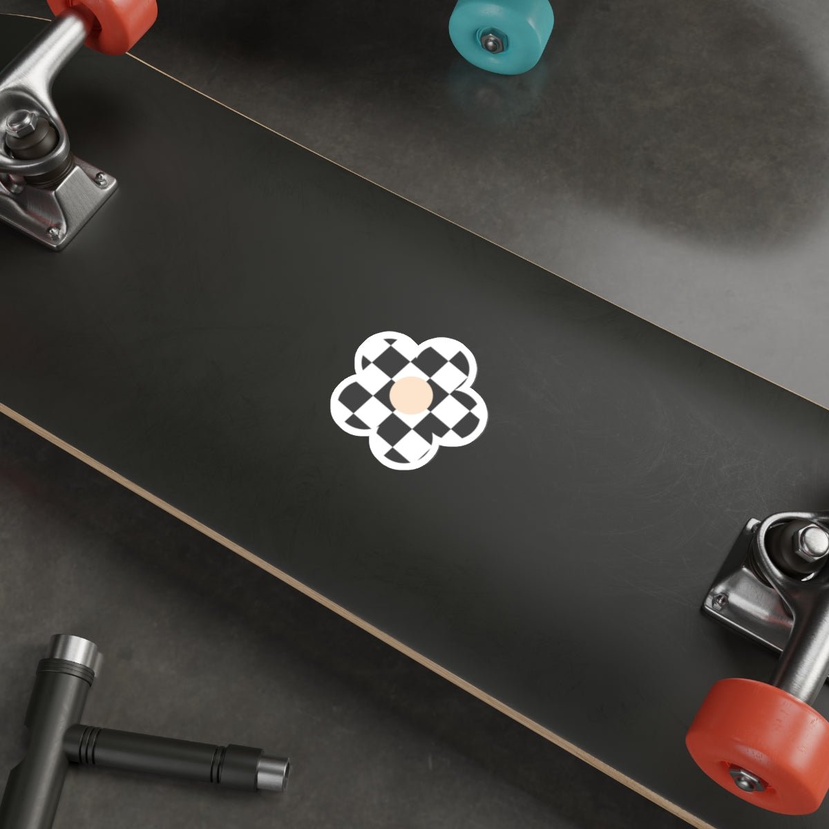 Checkered Flower Sticker in Black - Happy Dance Clothing Co.