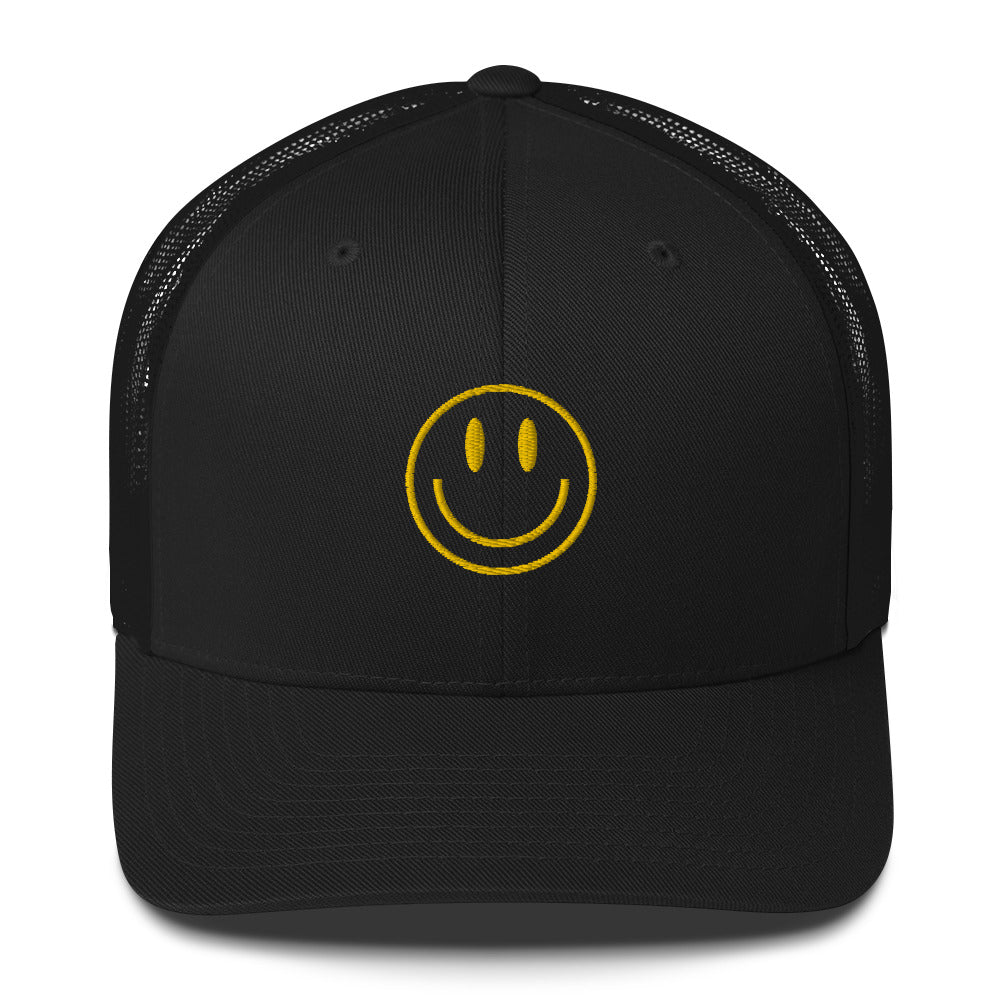 Golden Smiley Trucker Cap - Happy Dance Clothing Co.