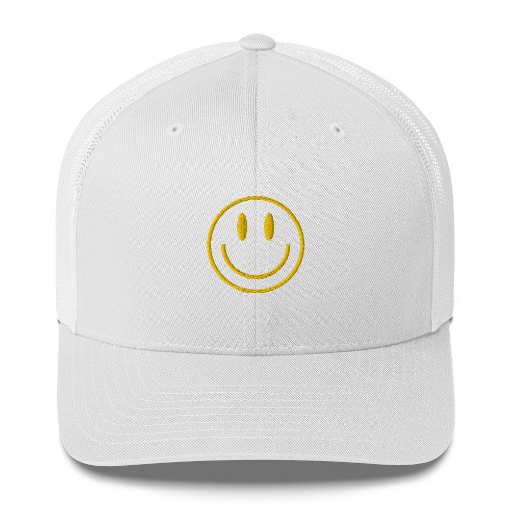 Golden Smiley Trucker Cap - Happy Dance Clothing Co.