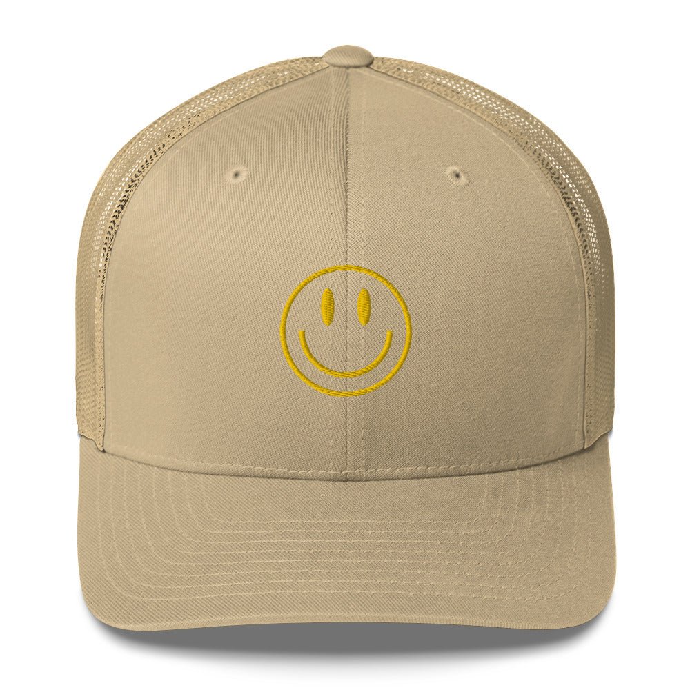 Golden Smiley Trucker Cap - Happy Dance Clothing Co.