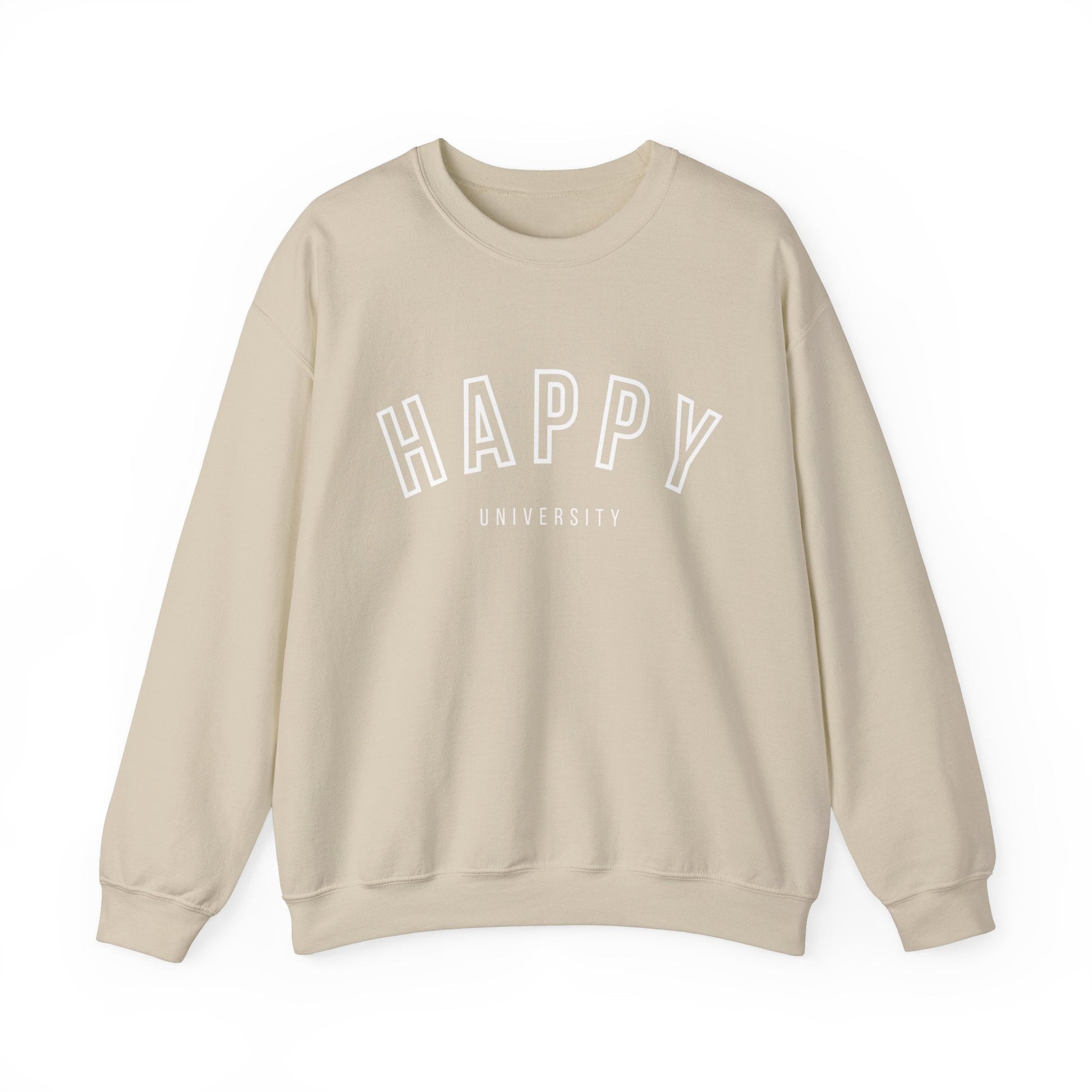 Happy University Sweatshirt in White - Happy Dance Clothing Co.