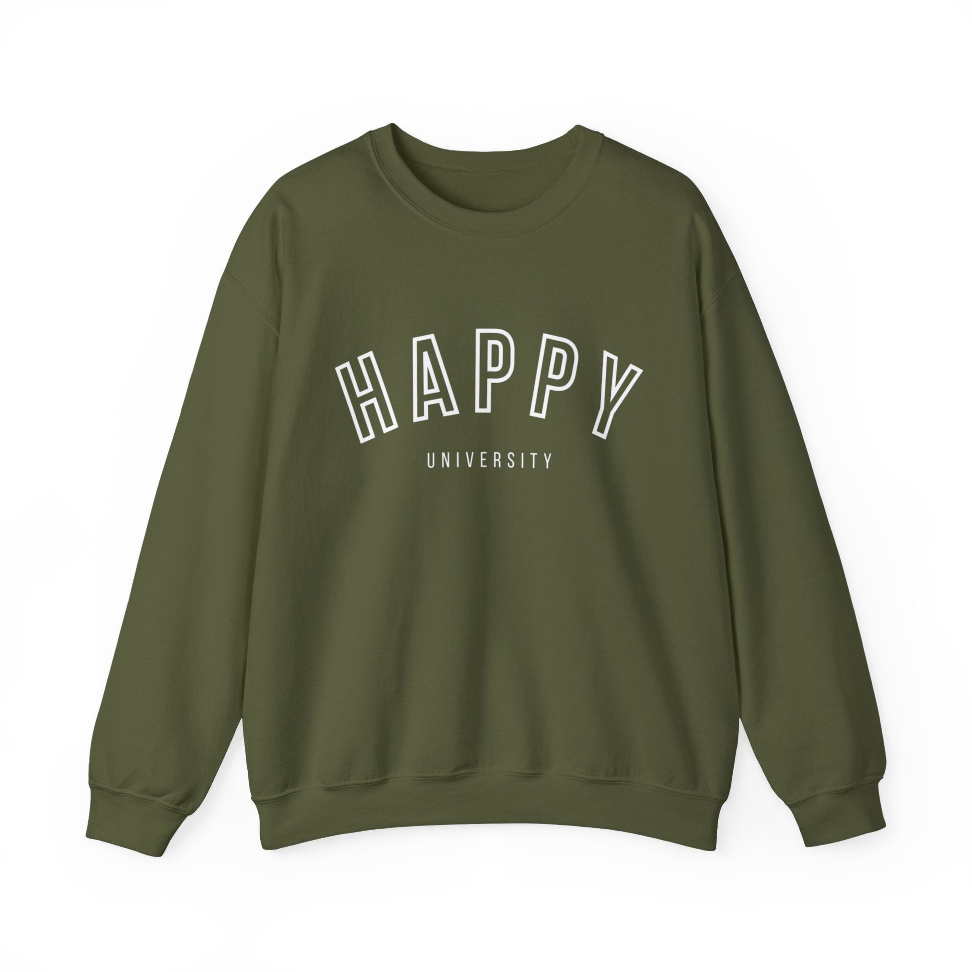 Happy University Sweatshirt in White - Happy Dance Clothing Co.